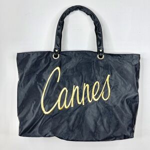Cannes Black  & Gold Nylon Tote  Bag